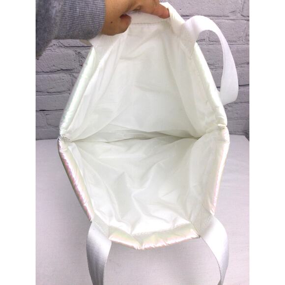 Bath & Body Works Iridescent Puffer Quilted White Double Handle Casual Tote - Picture 5 of 10